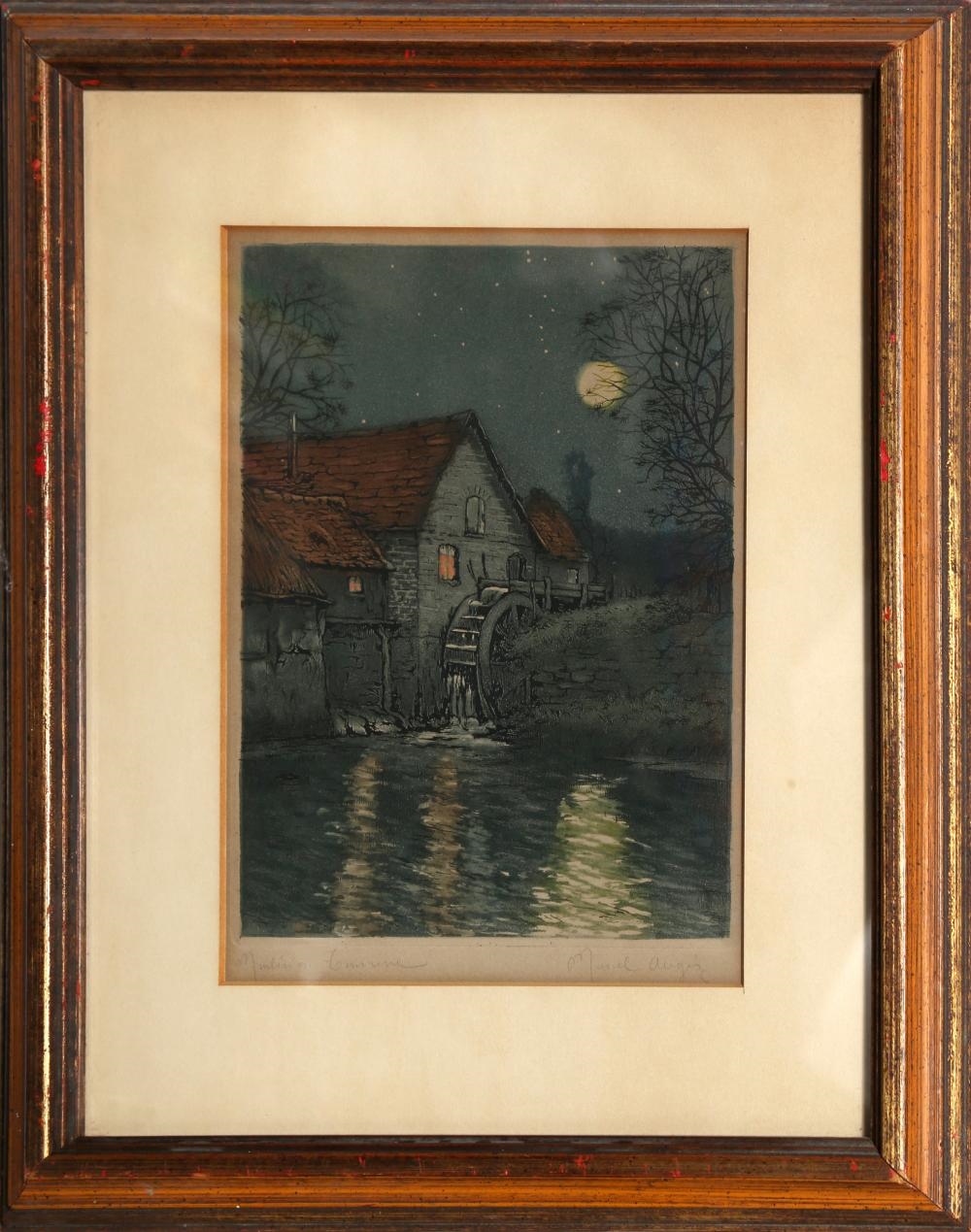 Artwork by Marcel Augis, Water Mill, Made of Etching with Aquatint
