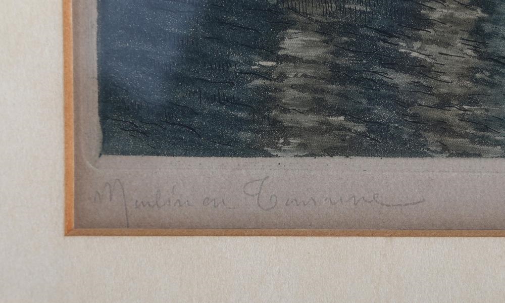 Artwork by Marcel Augis, Water Mill, Made of Etching with Aquatint