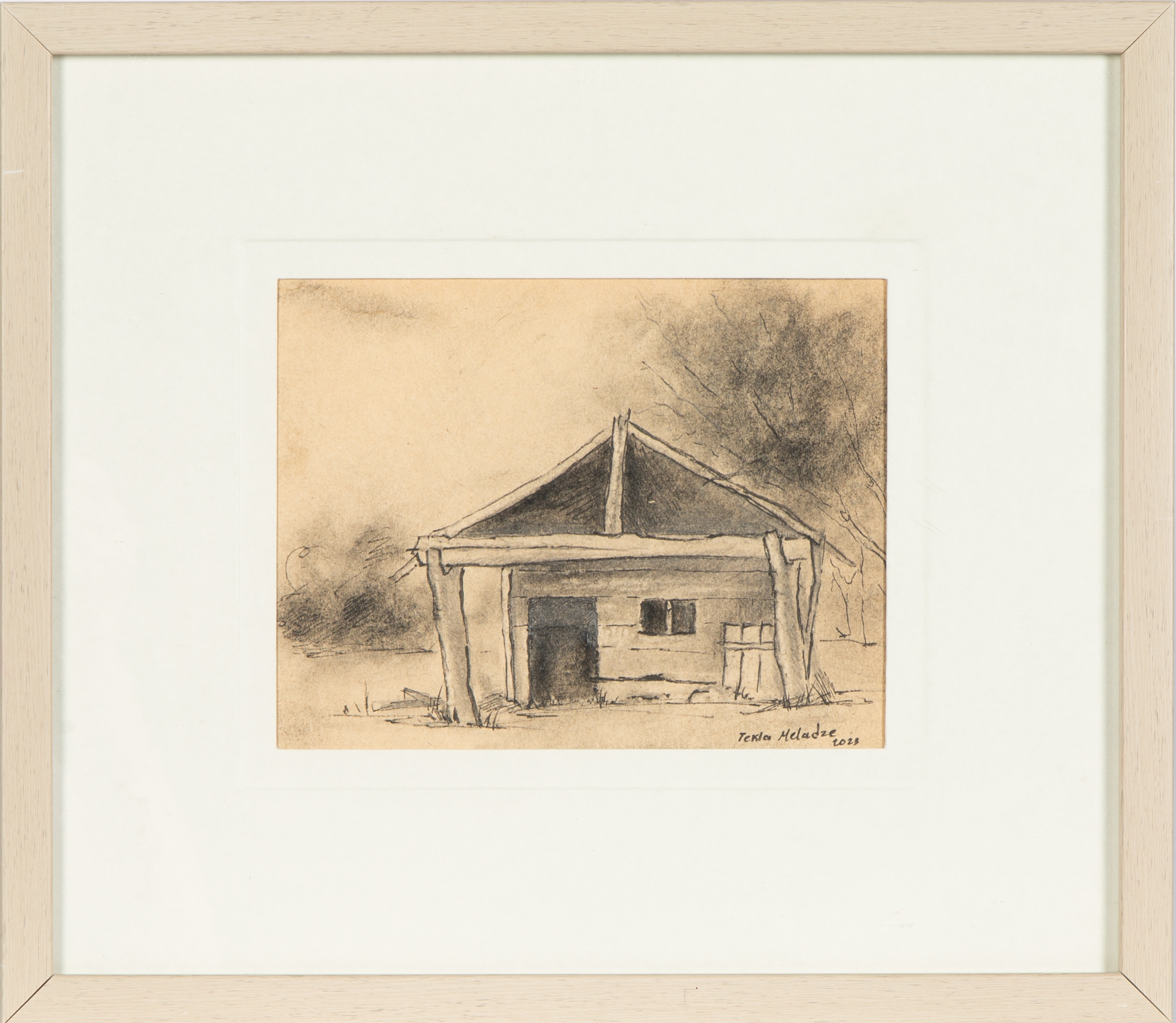 Artwork by Tekla Meladze, The Hut, Made of pencil on paper
