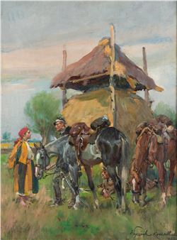 A Rest in the Village - Wojciech Adalbert Kossak