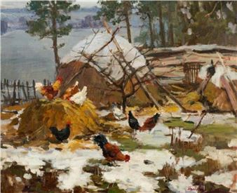 Painting of Chickens by Natalya Ivanchenko - Natalya Ivanchenko