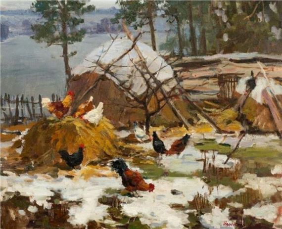 Painting of Chickens by Natalya Ivanchenko by Natalya Ivanchenko