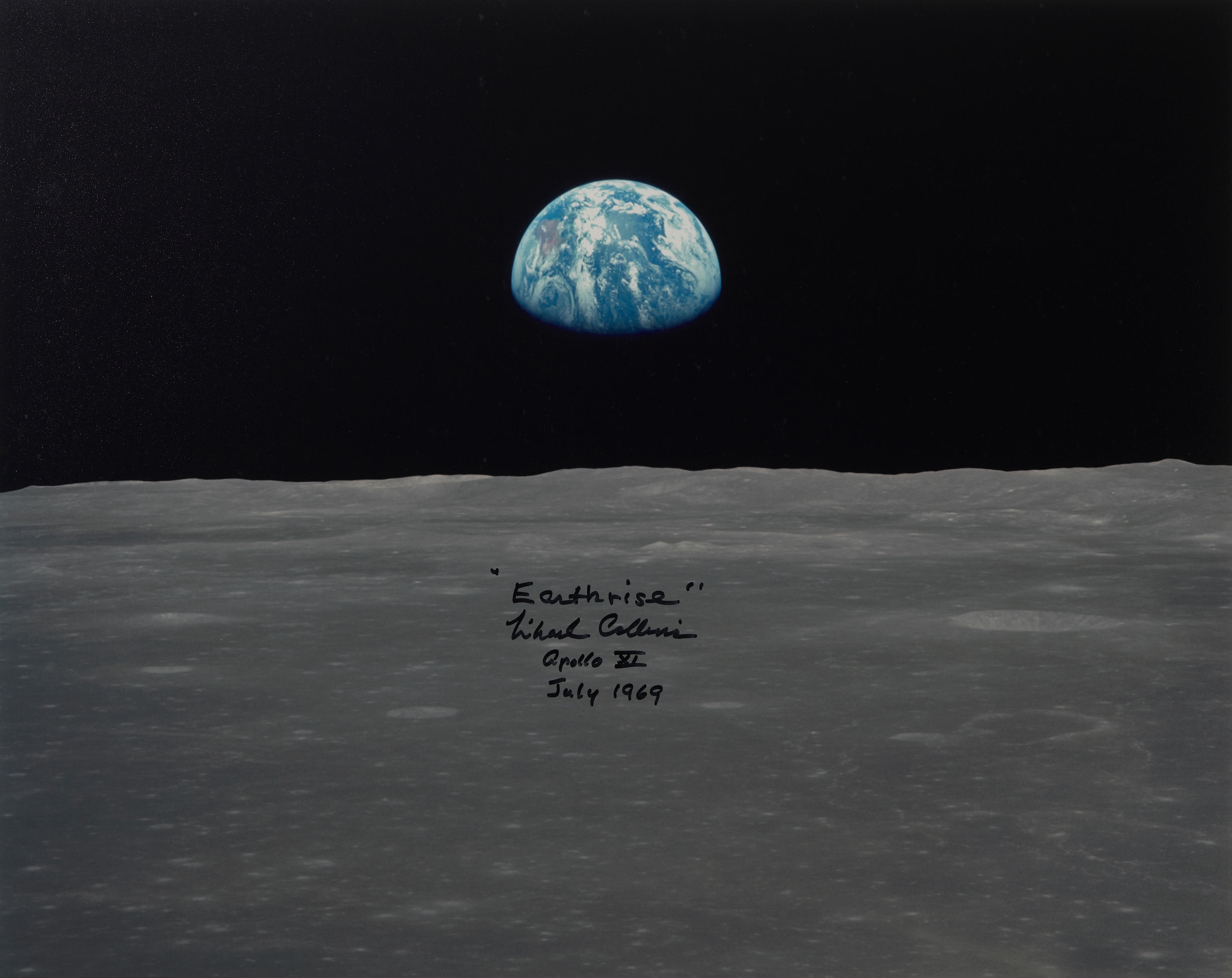 Michael Collins | APOLLO 11: MICHAEL COLLINS SIGNED EARTH RISE (1969 ...