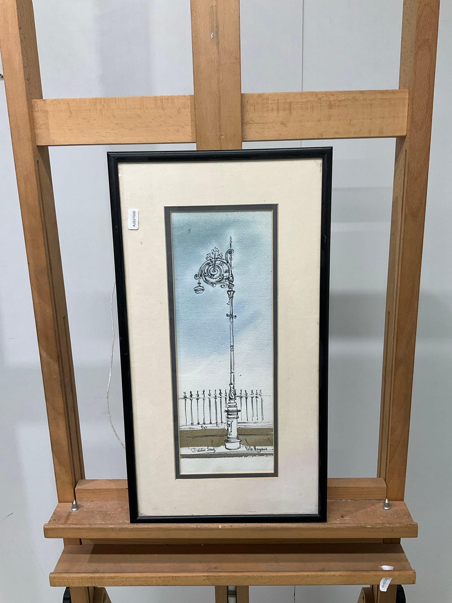 Artwork by Pete Hogan, Dublin Lamp, Made of watercolour and ink on paper