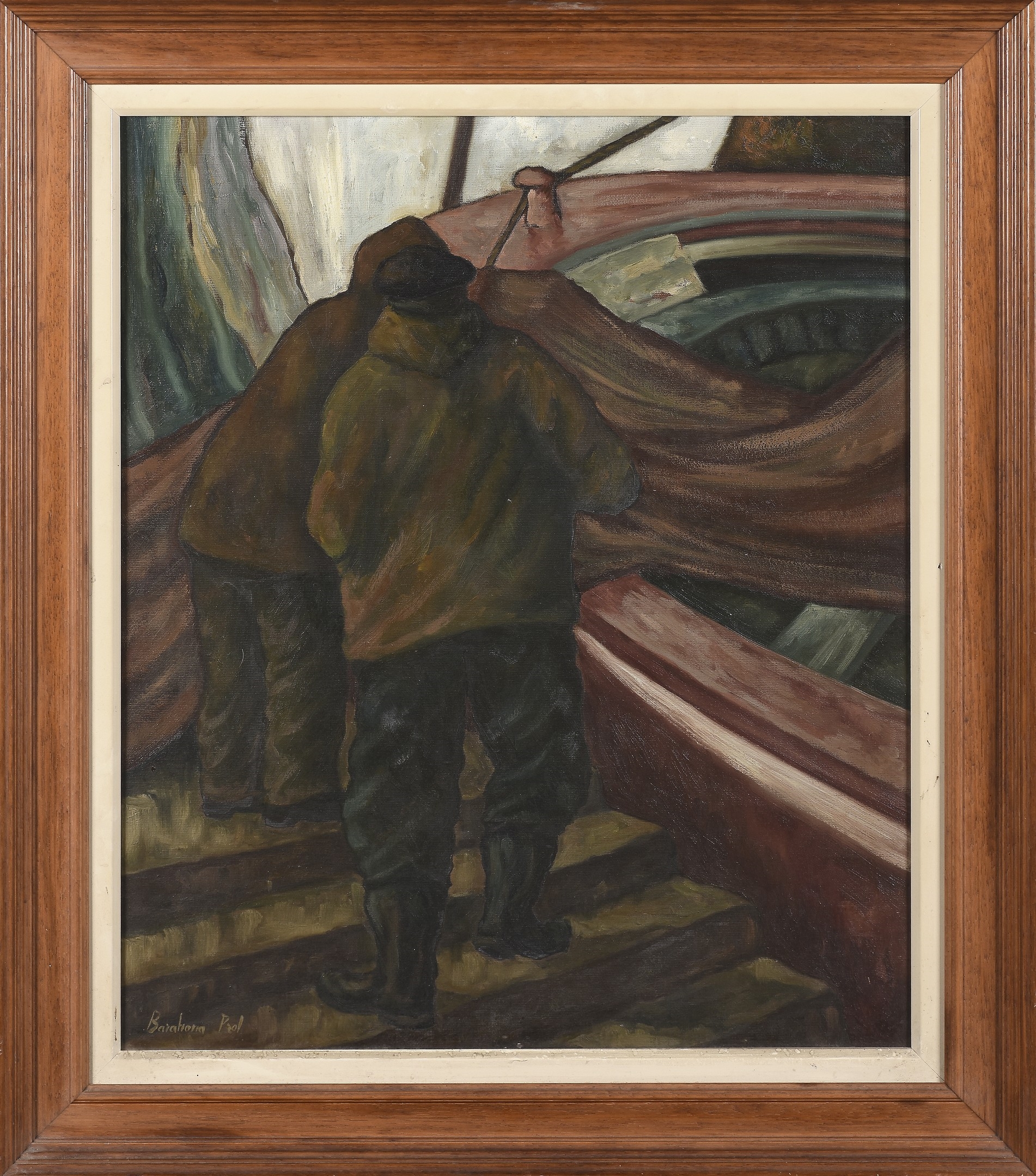 Artwork by Santiago Barahona Prol, Descargando las redes, Made of oil on canvas