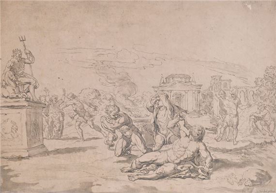 Johann Gottlieb PRESTEL (Gronenbach 1739 - Frankfurt am Main1808) Laocoon Engraving Signed, located and dated lower right P. g. Prestel in francfort am Main / 1783. 26.5 x 37 cm PROVENANCE: anonymous sale, Amsterdam, Sotheby's, October 16, 2001, no. 364, reproduced by Johann Gottlieb Prestel, 1739