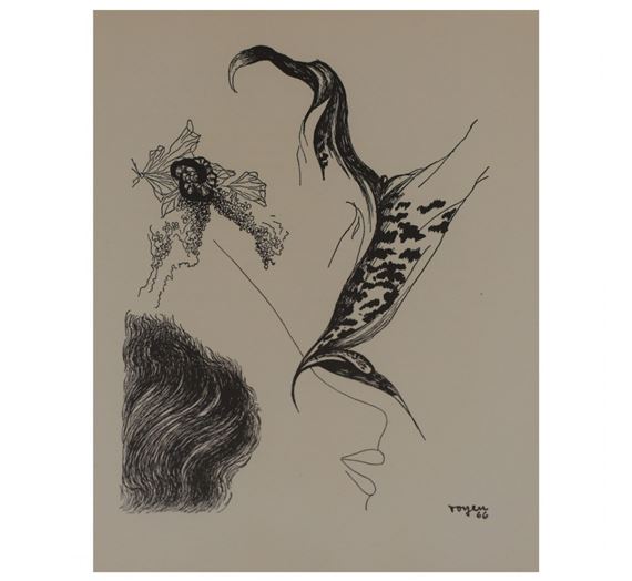 HLAVOU DOLU by Toyen, 1966