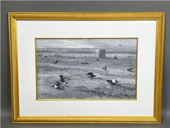 Wilhelm Grabhein. Gouache Painting. Grouse In Moorland in Landscape - Wilhelm Gräbhein