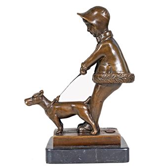 Bronzová soška dívky s pejskem - Alex Kelety