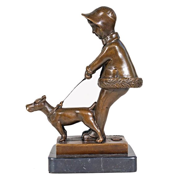 Bronzová soška dívky s pejskem - Alex Kelety