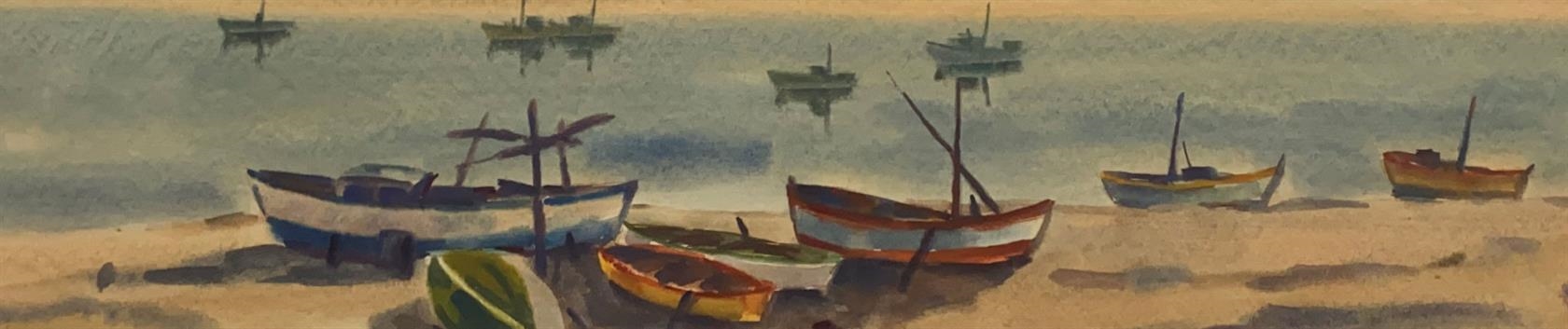 Artwork by Edgar Baran, Bulharské lodě, Made of Technika: Kvaš - akvarel