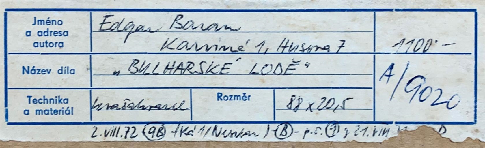 Artwork by Edgar Baran, Bulharské lodě, Made of Technika: Kvaš - akvarel