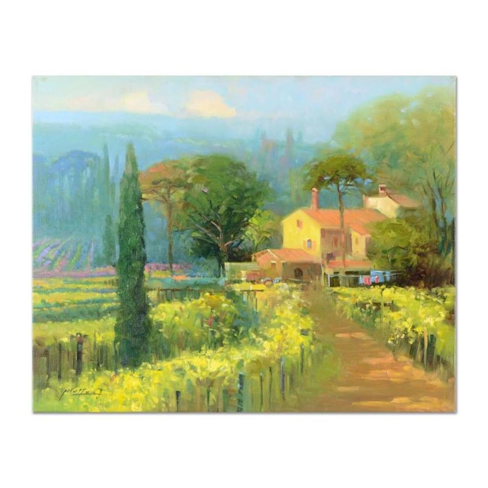 Artwork by Ming Feng, "Lone Cypress" Original Oil Painting on Canvas, Made of Oil painting on canvas