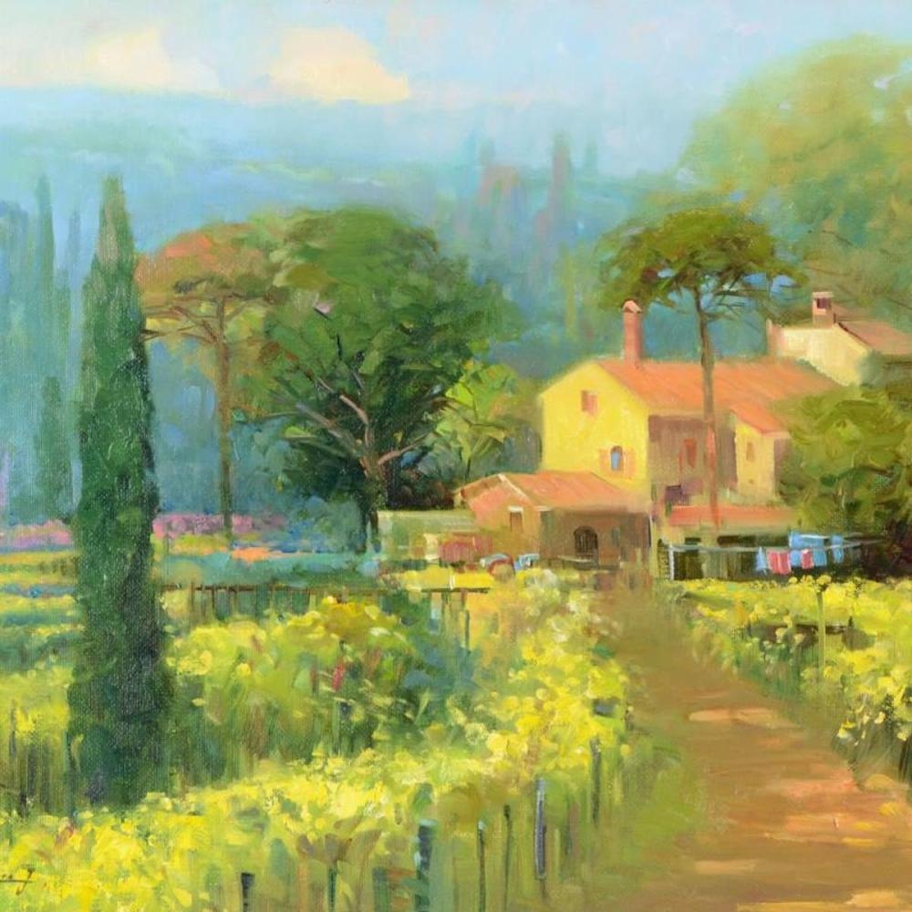 Artwork by Ming Feng, "Lone Cypress" Original Oil Painting on Canvas, Made of Oil painting on canvas