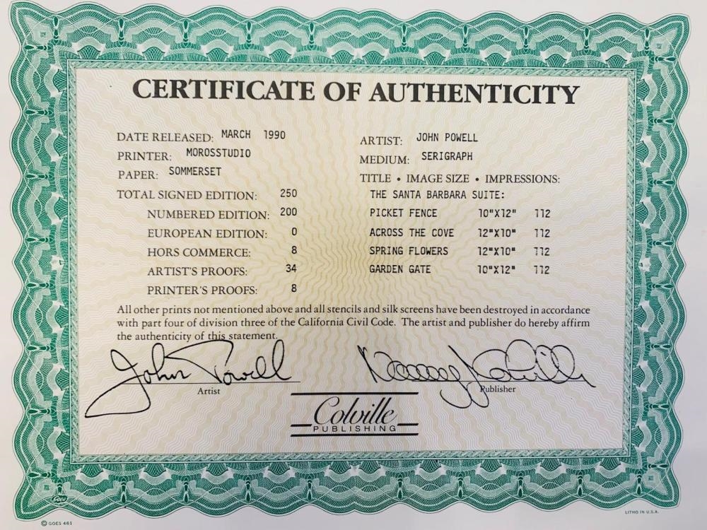 Artwork by John Powell, John Powell- Serigraphs on paper suite of 4 pcs, Made of serigraphs on paper