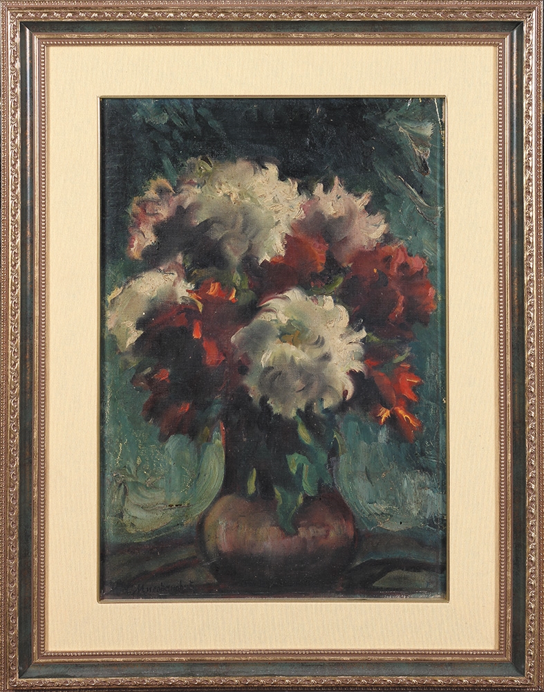 Artwork by Mihailo Milovanovic, Hrizanteme i salvije, Made of oil on canvas