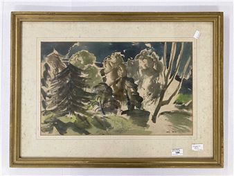Watercolour woodland view signed lower right framed under glass - Charles Goddard Napier