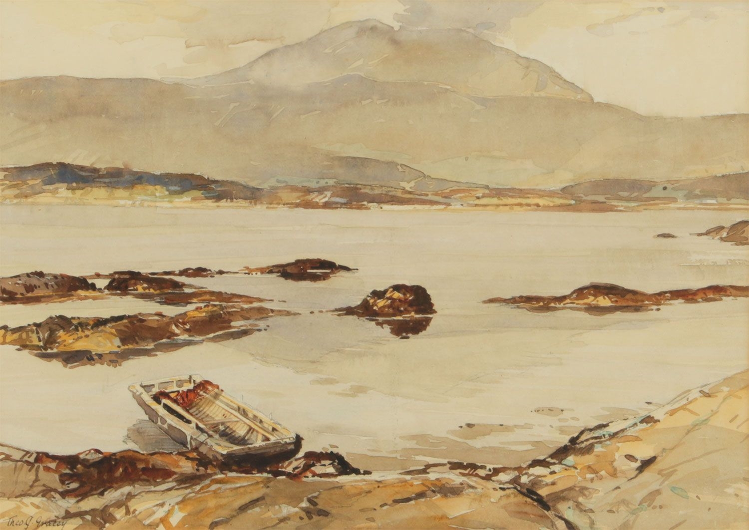 Artwork by Theodore James Gracey, A LOUGH IN CONNEMARA, Made of WATERCOLOUR DRAWING