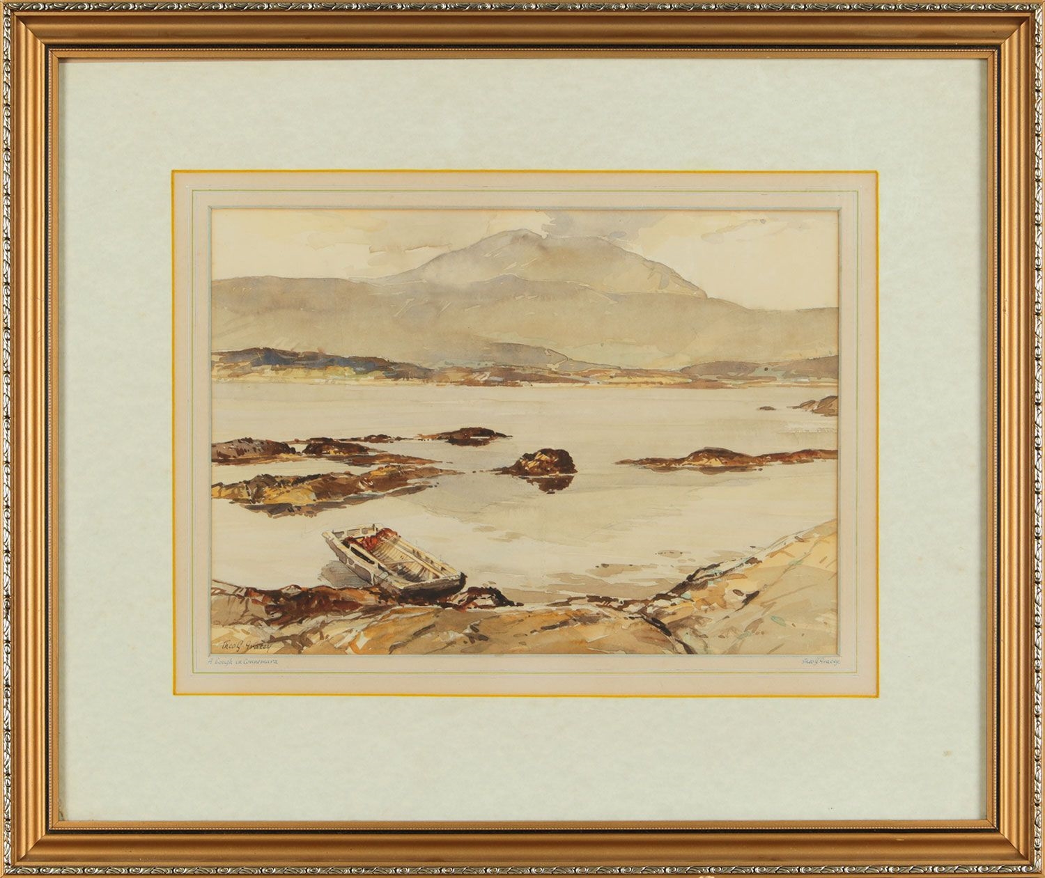 Artwork by Theodore James Gracey, A LOUGH IN CONNEMARA, Made of WATERCOLOUR DRAWING