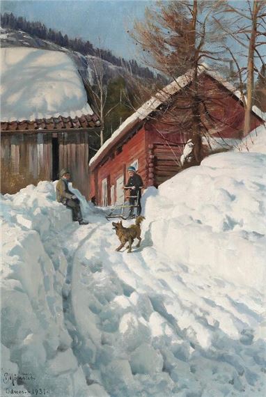 Winter scenery from Odnes, Norway by Peder Mork Monsted, 1931