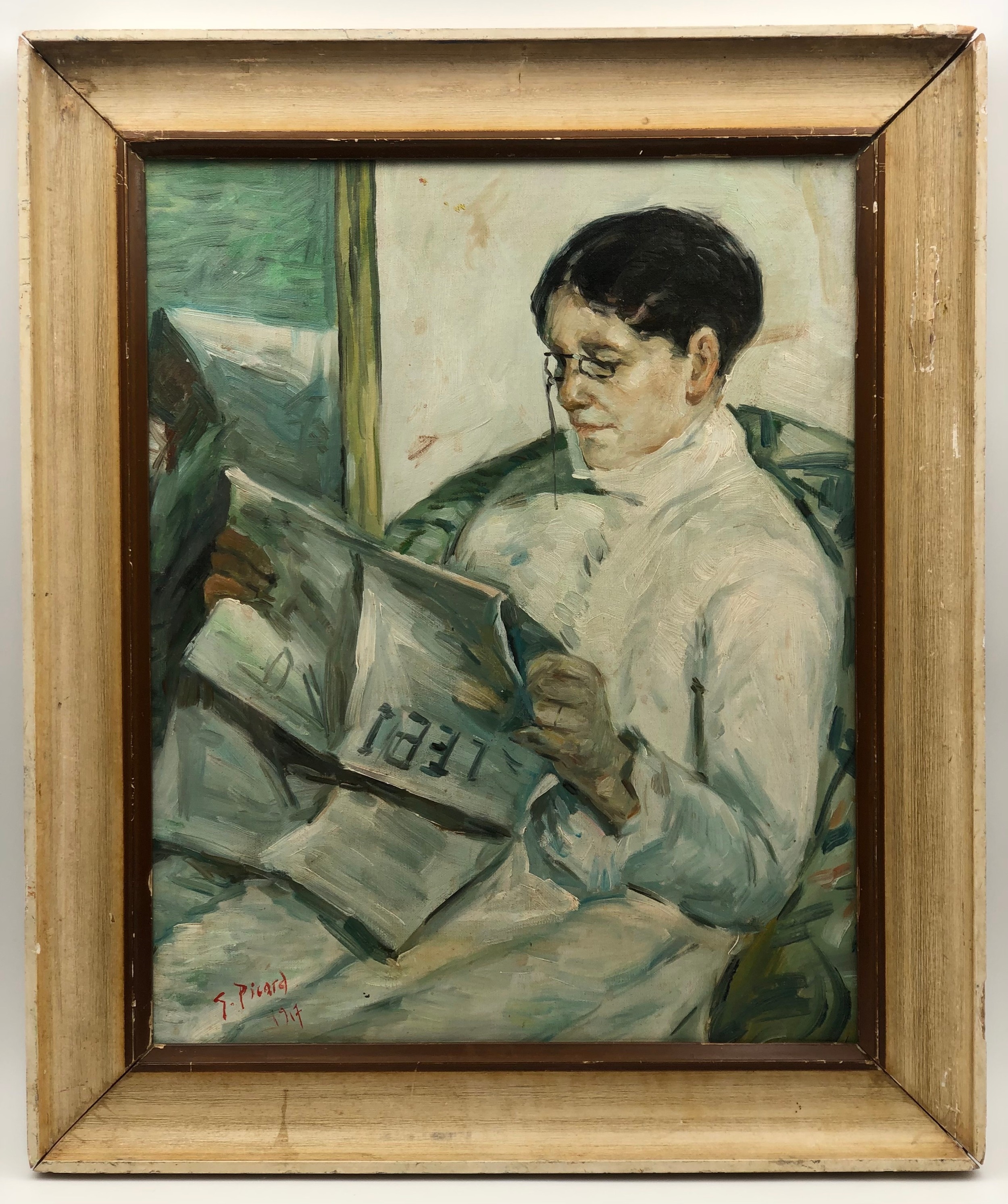 Georges Picard | woman reading a paper | MutualArt