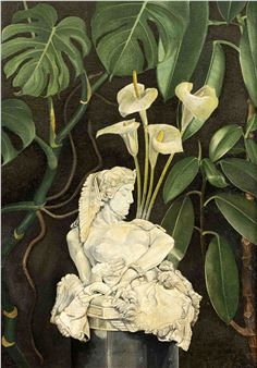 Skulptur der Kleopatra vor versch. Pflanzen - Heinz Mahnke