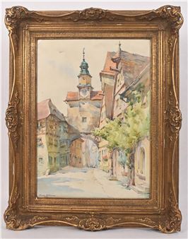 Hans BOLMEC ? Porte de ville avec beffroi - Hans Bolmec