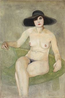 Akt mit Hut Öl/Leinwand 99 x 68 - Lilly Gombos Székely