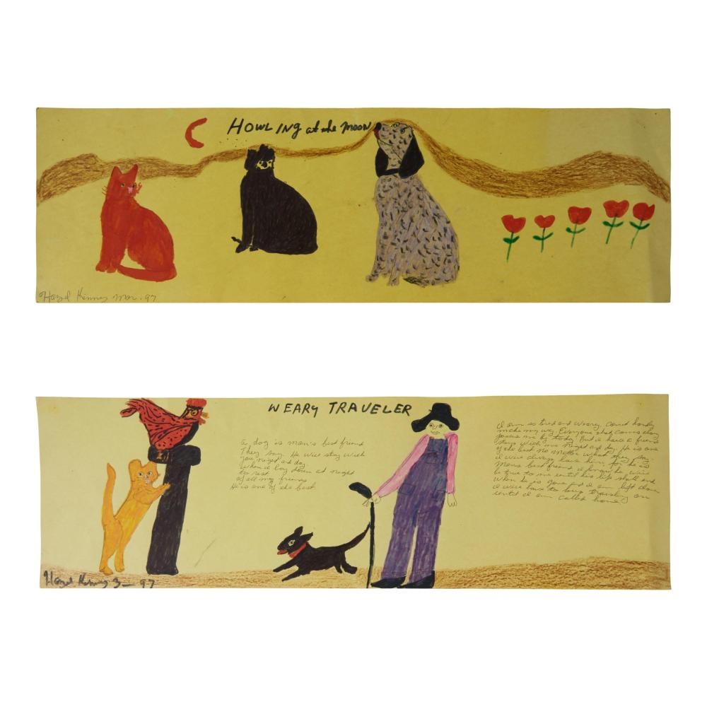 Artwork by Hazel Kinney, "Howling at the Moon, Made of marker and crayon on paper