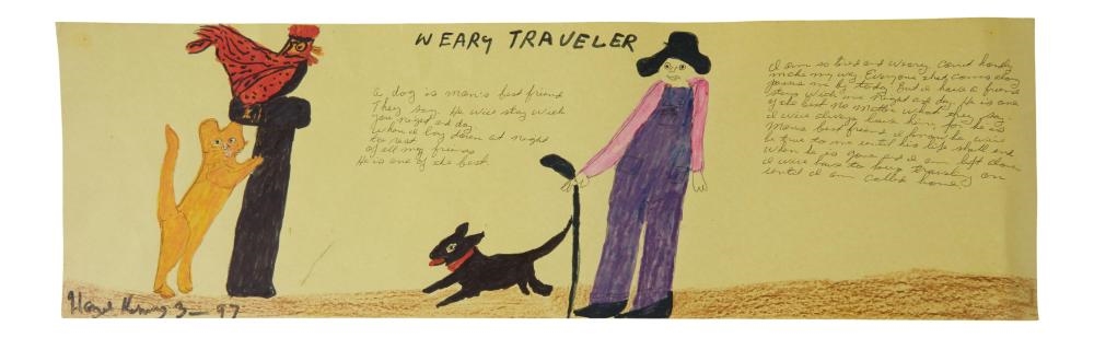 Artwork by Hazel Kinney, "Howling at the Moon, Made of marker and crayon on paper