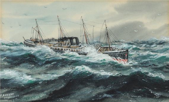 R.M.S. Victoria in a Storm by Frederick Dawson, 1907