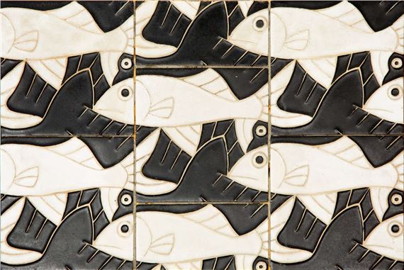 De Porceleyne Fles, a tile picture 'Fish and birds