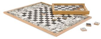 Checkers game including : - A game  lithographed background on cardboard - Bruno Hadjadj