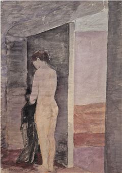 Staand naakt in kamer. - Johannes Maria Groenestein