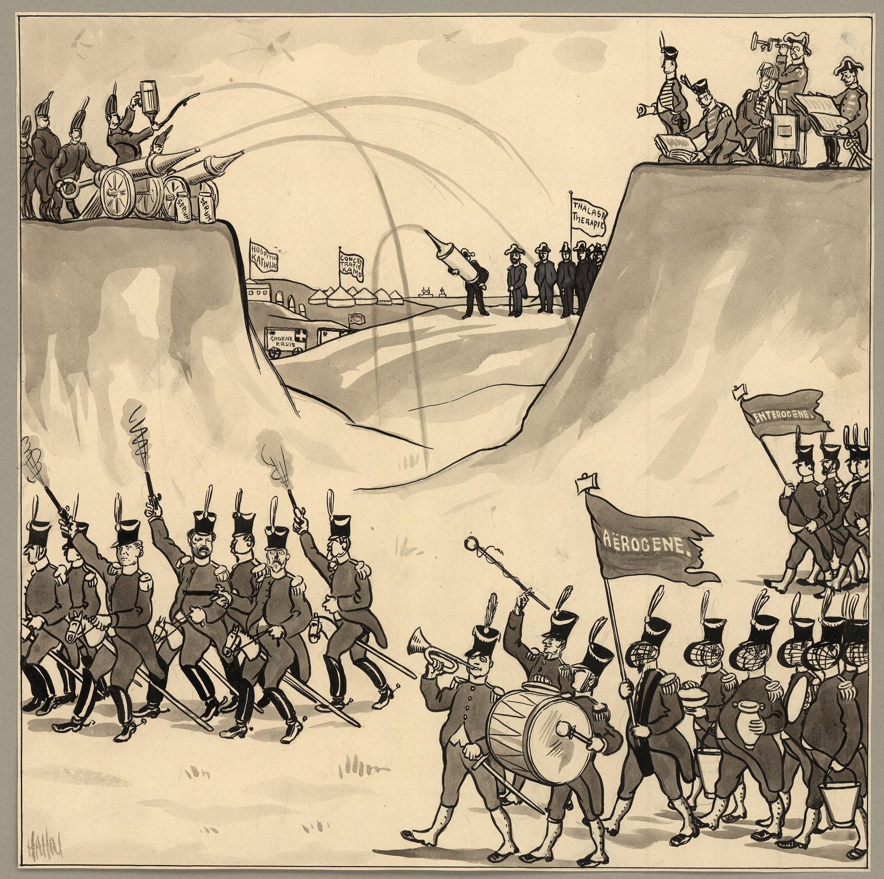 Artwork by Albert Pieter Hahn, Hahn, Made of drawings, brush and ink, grey wash