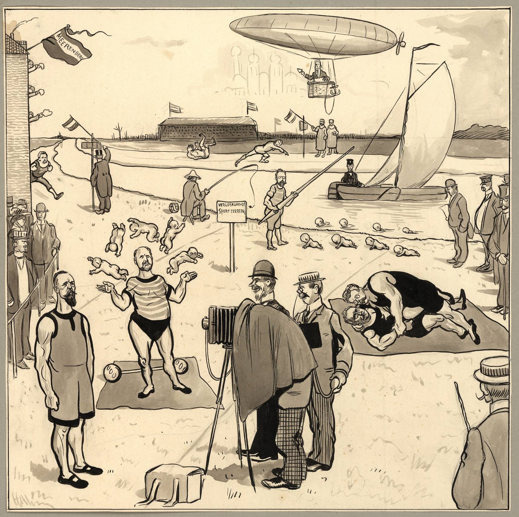 Artwork by Albert Pieter Hahn, Hahn, Made of drawings, brush and ink, grey wash