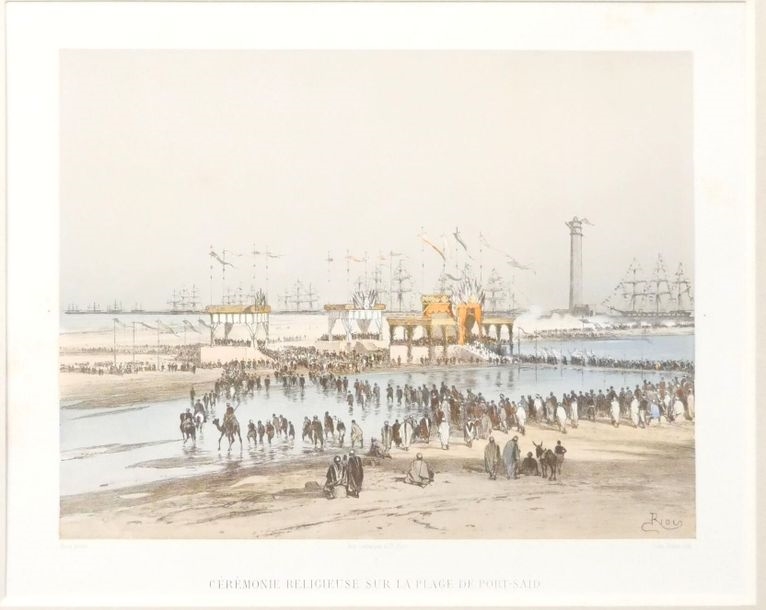Edouard Riou | Religious Ceremony on the Beach at Port-Saïd | MutualArt