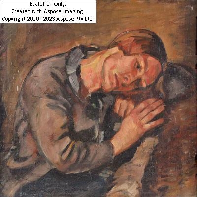 Artwork by Johannes Wohlfahrt, (Graz 1900 - 1975, Ausbildung an der Kunstgewerbeschule Graz wiener Akademie, Mitglied der Vereinigung bildender Künstler Steiermarks) rückseitig betitelt "Bildnis", handsigniert Wohlfahrt, Öl auf Karton, Bildausschnitt 43,5 x 34,5 cm, gerahmt, krakeliert, Made of oil on cardboard