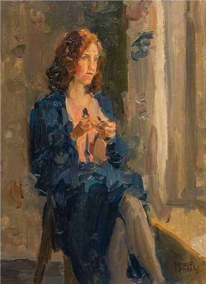 A figure in a dark blue jacket sits by a window, holding a small object with focused attention.
