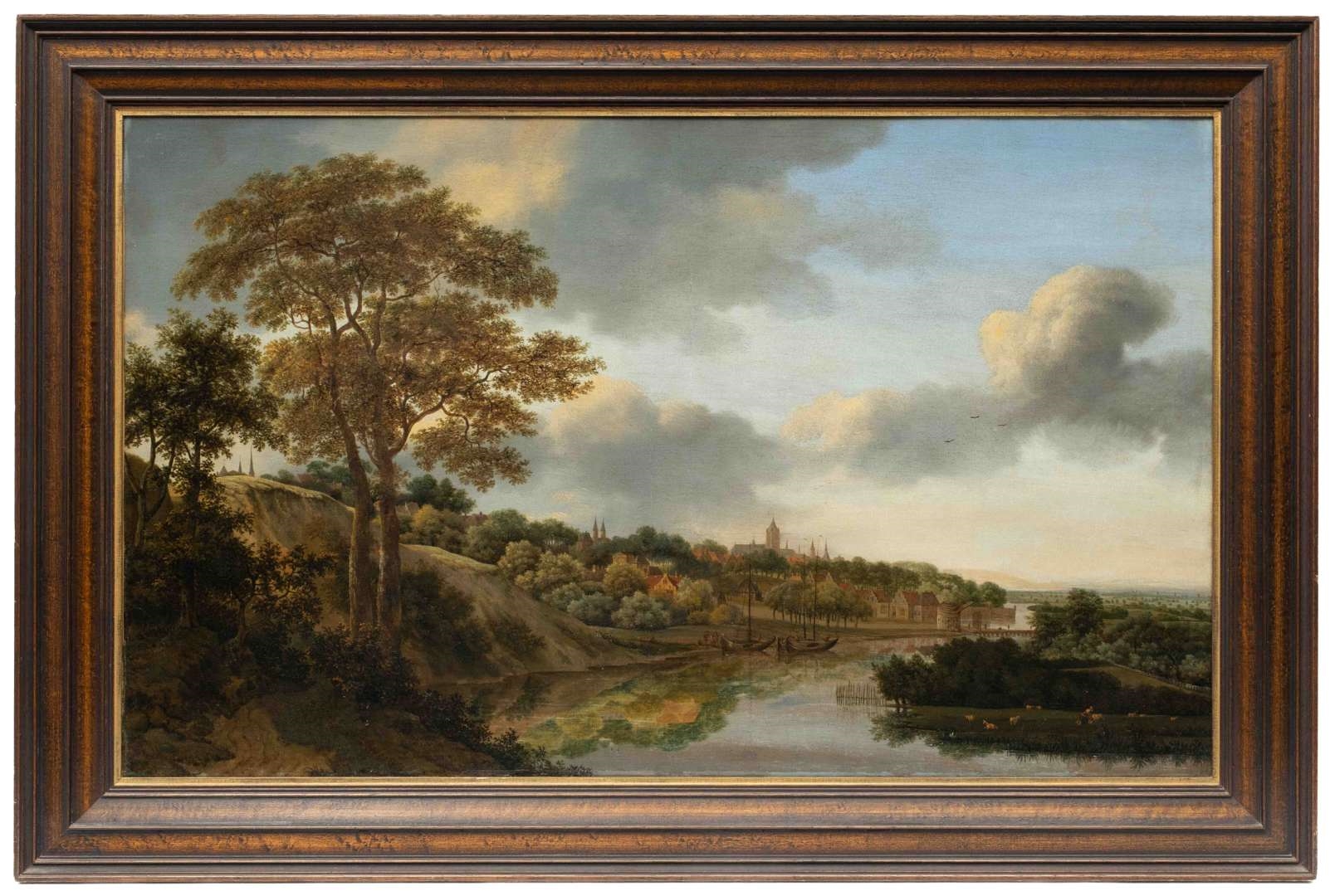 Artwork by Johan Lagoor, Arnhem on the banks of the river Rhine, Made of oil on canvas