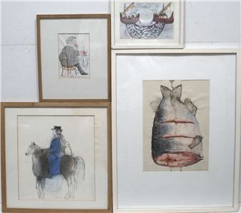 Jenny Dalenoord (1918-2013) (4x) Technique  Size aquarelverf en inkt op papier - Jenny Johanna Dalenoord