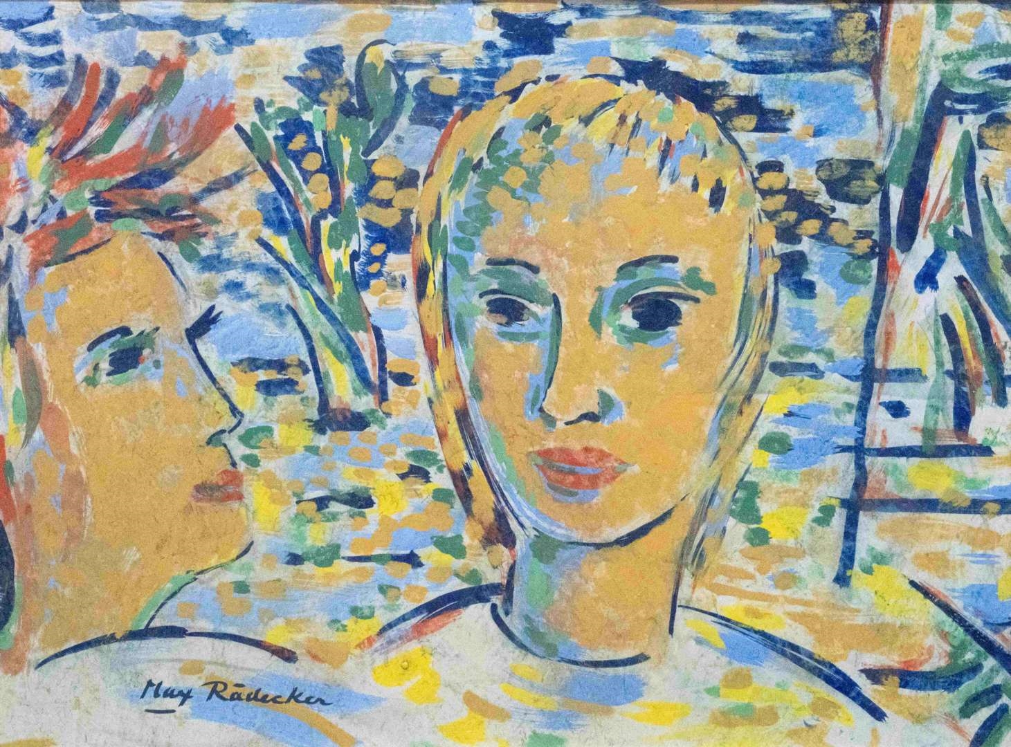 Artwork by Max Rädecker, Twee koppen, Made of gouache op papier