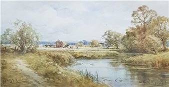 HENRY J KINNAIRD - WATERCOLOUR - LANDSCAPE 39CM X 20CM - Kinnaird