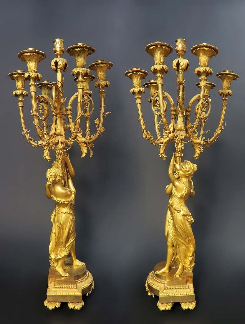 L. Marchand | Magnificent French Monumental Mercury Gilt Bronze Figural ...