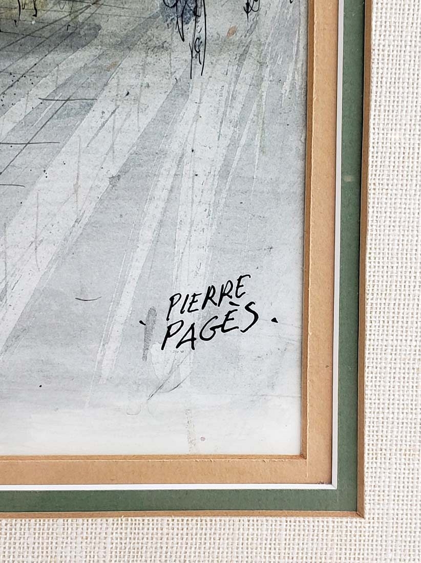 Artwork by Pierre Pages, Pierre Pages Watercolor of Notredame Signed, C. 1940's, Made of watercolor painting