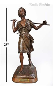 19th C. Emile Pinedo "Arabe En Marche" Bronze Figure - Emile Pinedo