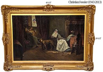 Large Oil On Canvas 'Afternoon Request' By French Christian Fossier - Christian Fossier