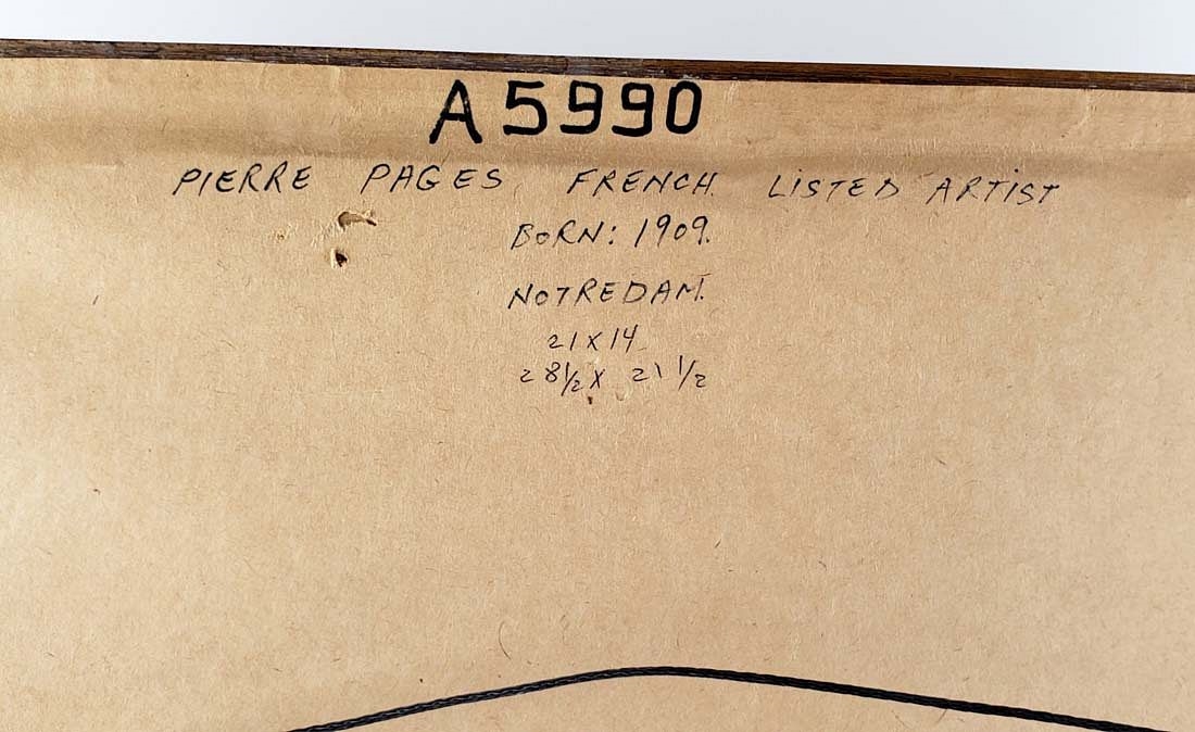 Artwork by Pierre Pages, Pierre Pages Watercolor of Notredame Signed, C. 1940's, Made of watercolor painting