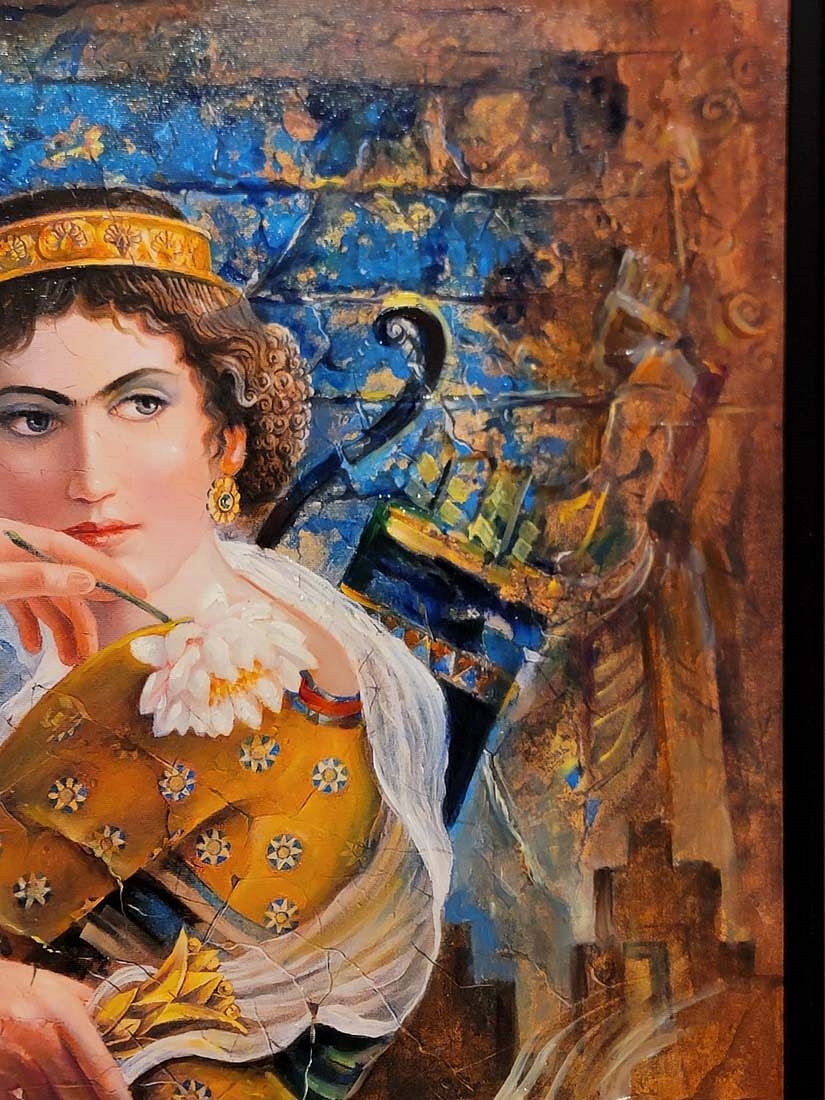 Artwork by Hojat Shakiba, Persian Oil On Canvas Of Great Cyrus's Wife ' Cassandane ' Signed By Hojat Shakiba, Made of oil on canvas