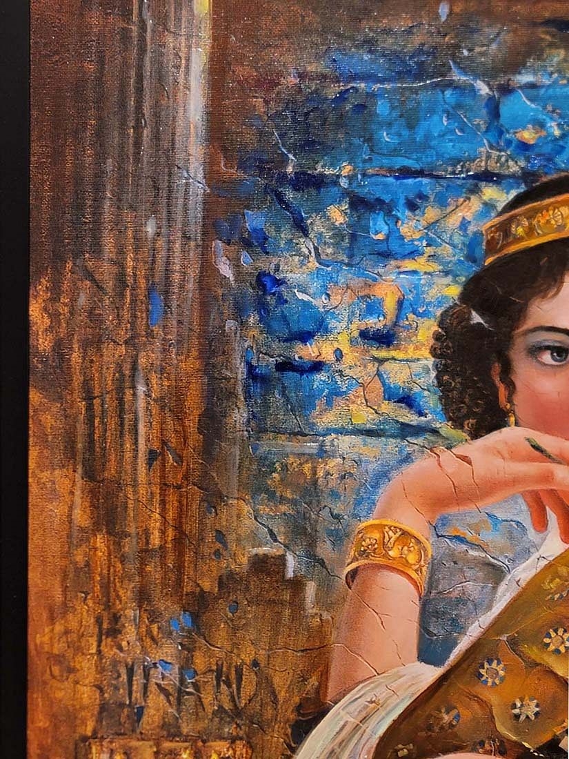 Artwork by Hojat Shakiba, Persian Oil On Canvas Of Great Cyrus's Wife ' Cassandane ' Signed By Hojat Shakiba, Made of oil on canvas